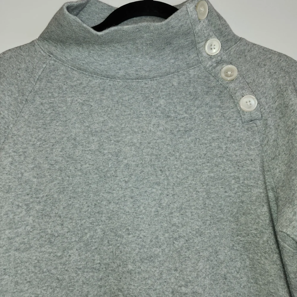 J. Crew Factory Light Gray Button Detail Mock Neck Sweatshirt Size S Super Soft